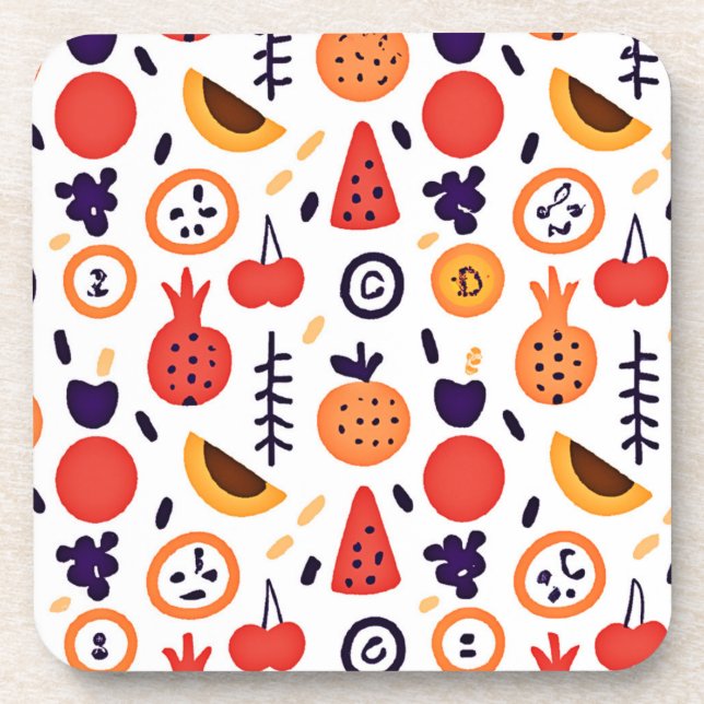 Fruits Colorful Pattern Art Beverage Coaster (Front)