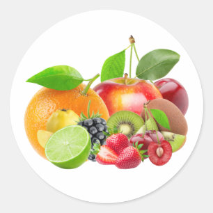 Fruits composition beautiful fresh fruits classic round sticker