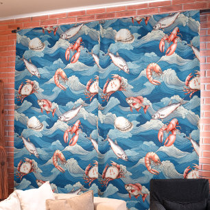 Fruits de Mer Kitchen Blackout Curtains