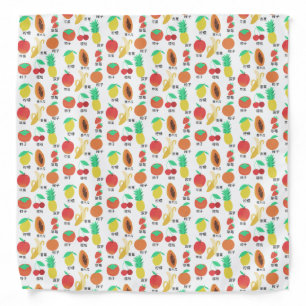 Fruits Flash Cards Chinese Fruity Fun Food Art Bandana