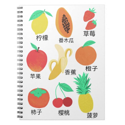 Fruits Flash Cards Chinese Fruity Fun Food Art Notebook