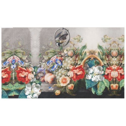 FRUITS FLOWERSGRAPES PEACHES AND LITTLE BIRD TABLECLOTH