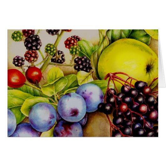 Fruits from the Hedgerow fine art everyday card (Front Horizontal)