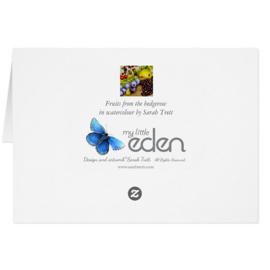 Fruits from the Hedgerow fine art everyday card (Back Horizontal)