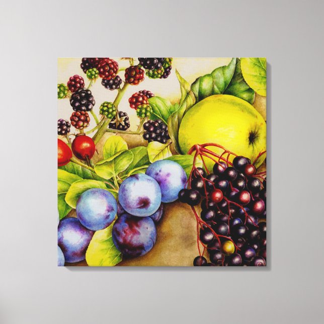 Fruits from the hedgerow painting canvas art print (Front)