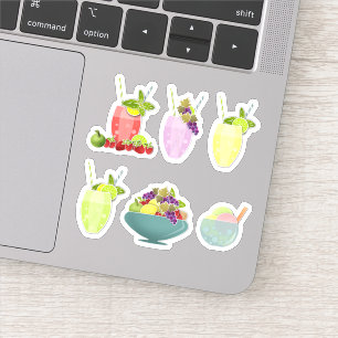 Fruits health ice cream cocktails cherry lemon sticker
