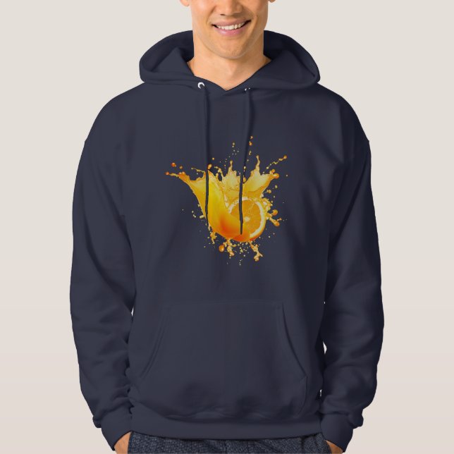 fruits in navy blue and orange hoodie (Front)