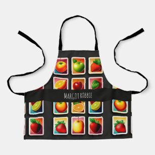 Fruits in squared box Red Green Pattern Apron