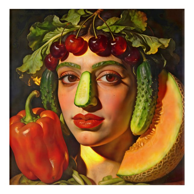 Fruits of Expression – A Surreal Portrait Acrylic Print (Front)