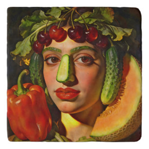 Fruits of Expression – A Surreal Portrait Trivet