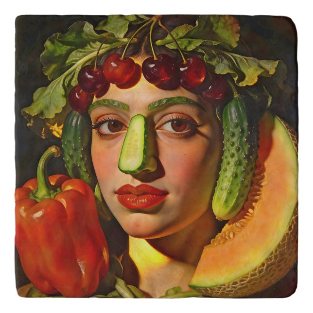 Fruits of Expression – A Surreal Portrait Trivet (Front)