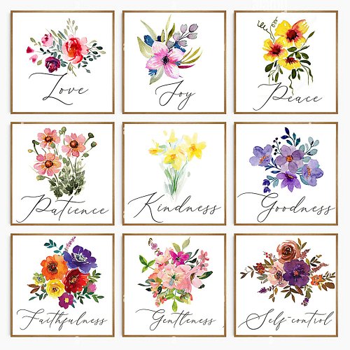 Fruits of the spirit floral poster