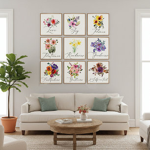 Fruits of the spirit floral set poster