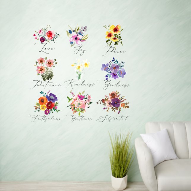 Fruits of the spirit flowers wall decal  (Living Room)