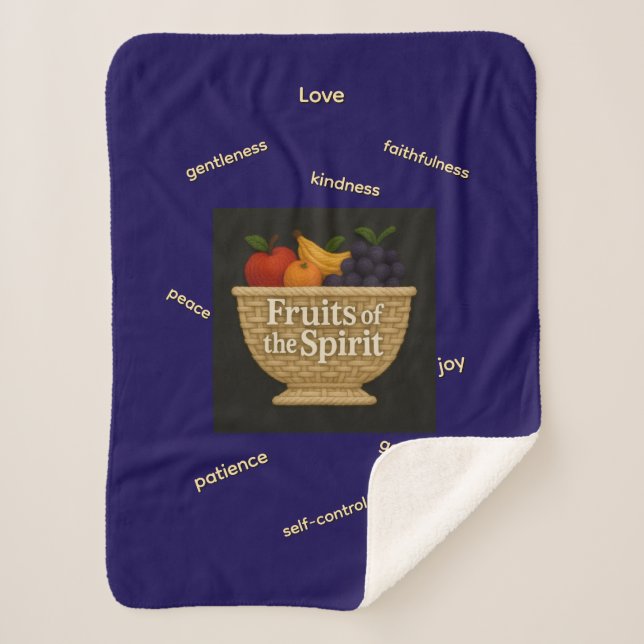 Fruits of the Spirit Sherpa Yarn Look Baby Blanket (Front)