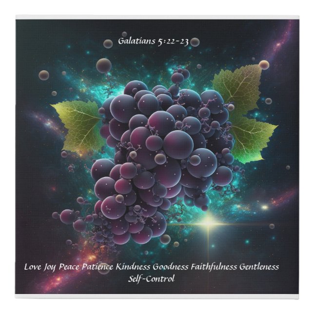 Fruits of the spirit wall art/grapes faux canvas print (Front)