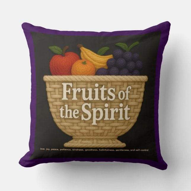 Fruits of the Spirit Yarn Look Pillow (Front)
