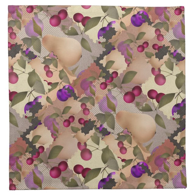 Fruits, patchwork, berries , pear , cherry , plum cloth napkin (Front)