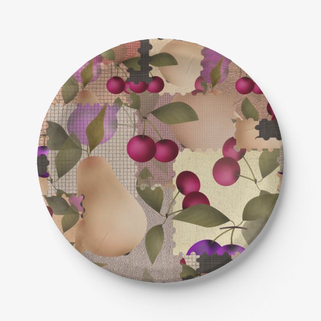 Fruits, patchwork paper plates (Front)