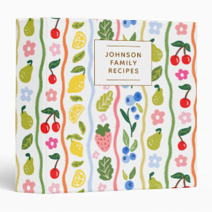 Fruits Pattern Food Recipes Kitchen Bridal Shower 3 Ring Binder