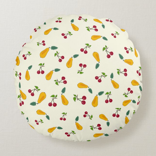 Fruits pattern round pillow (Front)