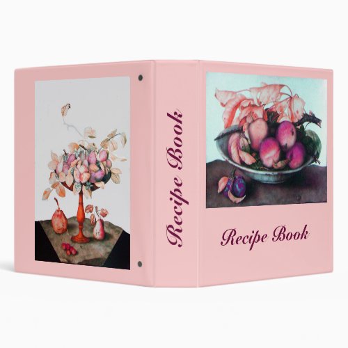 FRUITSPEACHESPEACH PLATE RECIPE BOOK Pink 3 Ring Binder