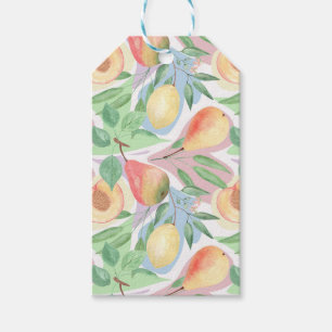 Fruits, peaches, pears, lemons, watercolor gift tags