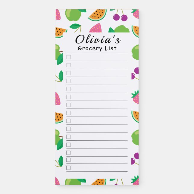 Fruits Seamless Grocery Shopping List Magnetic Notepad (Front)