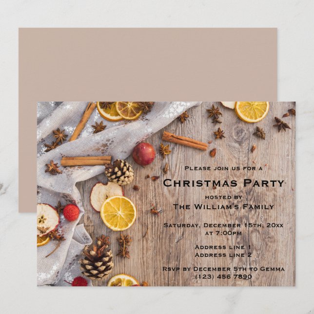 Fruits & Spice Decorative Christmas Party Invitation (Front/Back)