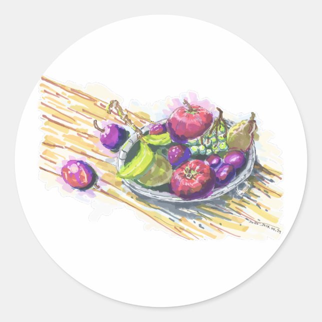 Fruits Still Life Classic Round Sticker (Front)