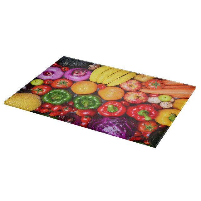 Fruits & Vegetable Decorative Glass Cutting Board (Corner)