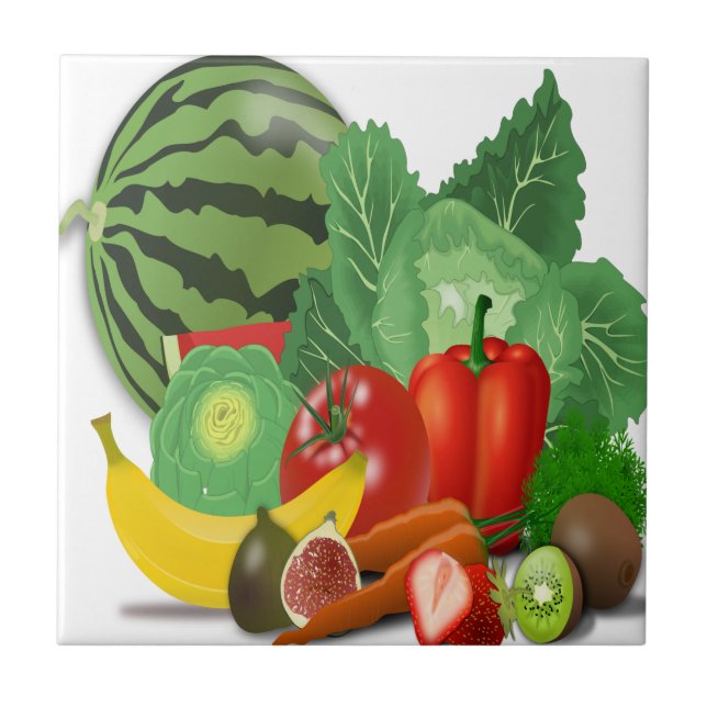 fruits vegetables artichoke banana ceramic tile (Front)