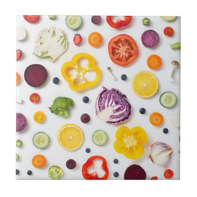 Fruits & Vegetables Ceramic Tile (Front)
