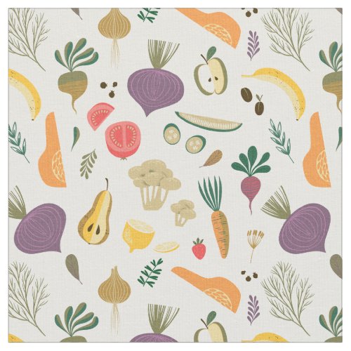 Fruits  Vegetables Garden Pattern Fabric