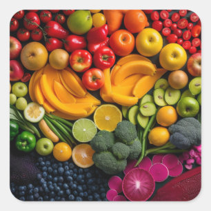 Fruits Vegetables Healthy Food Nutrition Health Square Sticker