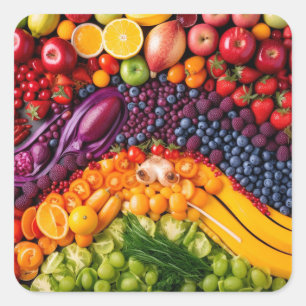 Fruits Vegetables Healthy Food Nutrition Health Square Sticker