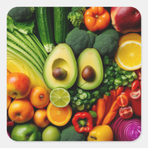 Fruits Vegetables Healthy Food Nutrition Health Square Sticker