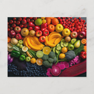 Fruits Vegetables Healthy Food Plant Based Diet Postcard