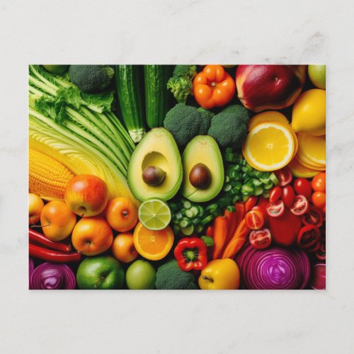 Fruits Vegetables Healthy Food Vegetarian Diet Postcard