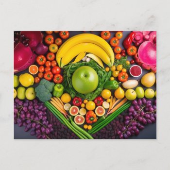 Fruits Vegetables Healthy Food Vegetarian Diet Postcard by azlaird at Zazzle