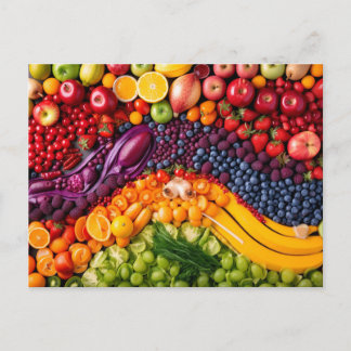 Fruits Vegetables Healthy Food Vegetarian Diet Postcard