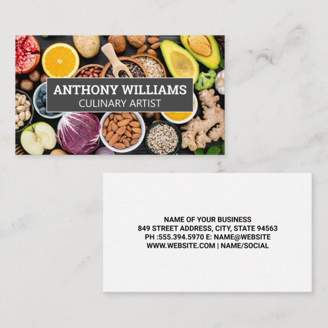 Fruits Vegetables Nuts Herbs Spices  Business Card (Front/Back)