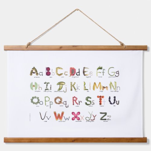 Fruits  Veggies Alphabet Kids Wall Decor  Hanging Tapestry