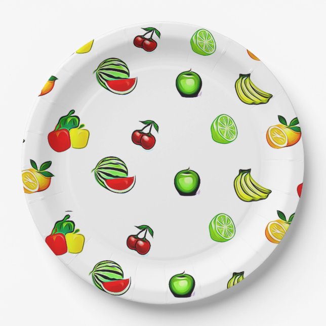 Fruits & Veggies Graphics Food  Party Paper Plate (Front)
