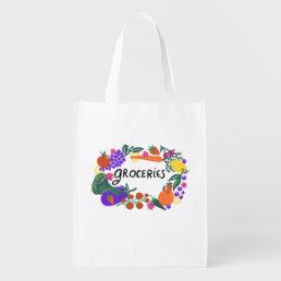 Fruits &amp; Veggies Groceries Shopping Farmers Market Grocery Bag