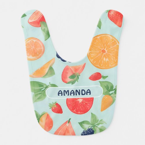Fruits Watercolor Colorful Personalized Pattern Baby Bib