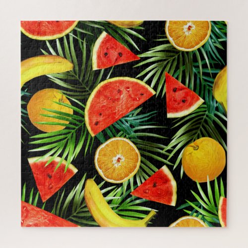 Fruits Watercolor Seamless Background Jigsaw Puzzle