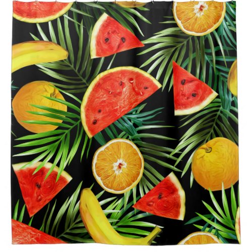 Fruits Watercolor Seamless Background Shower Curtain