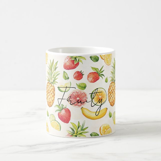 Fruity Bananas Strawberries Pineapples Lemons Coffee Mug (Center)
