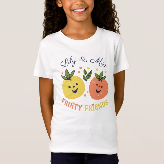 Fruity Best Friends Strawberry and Orange T-Shirt (Front)
